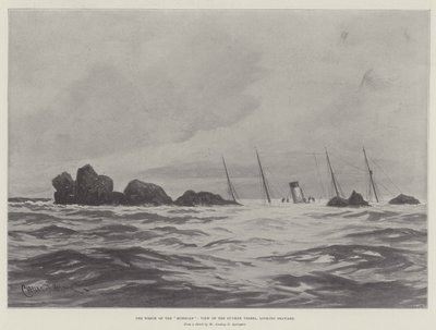 モヒーガンの難破船、沈没した船の眺め、海に向かって 作： Charles John de Lacy